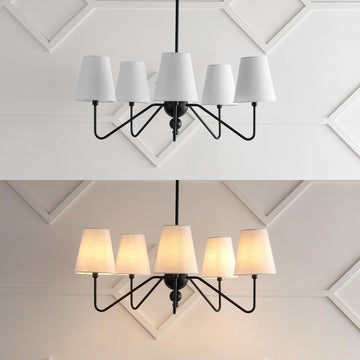 Skylar 32" 5-Light Classic Minimalist Iron Inverted Gourd LED Chandelier - JONATHAN Y